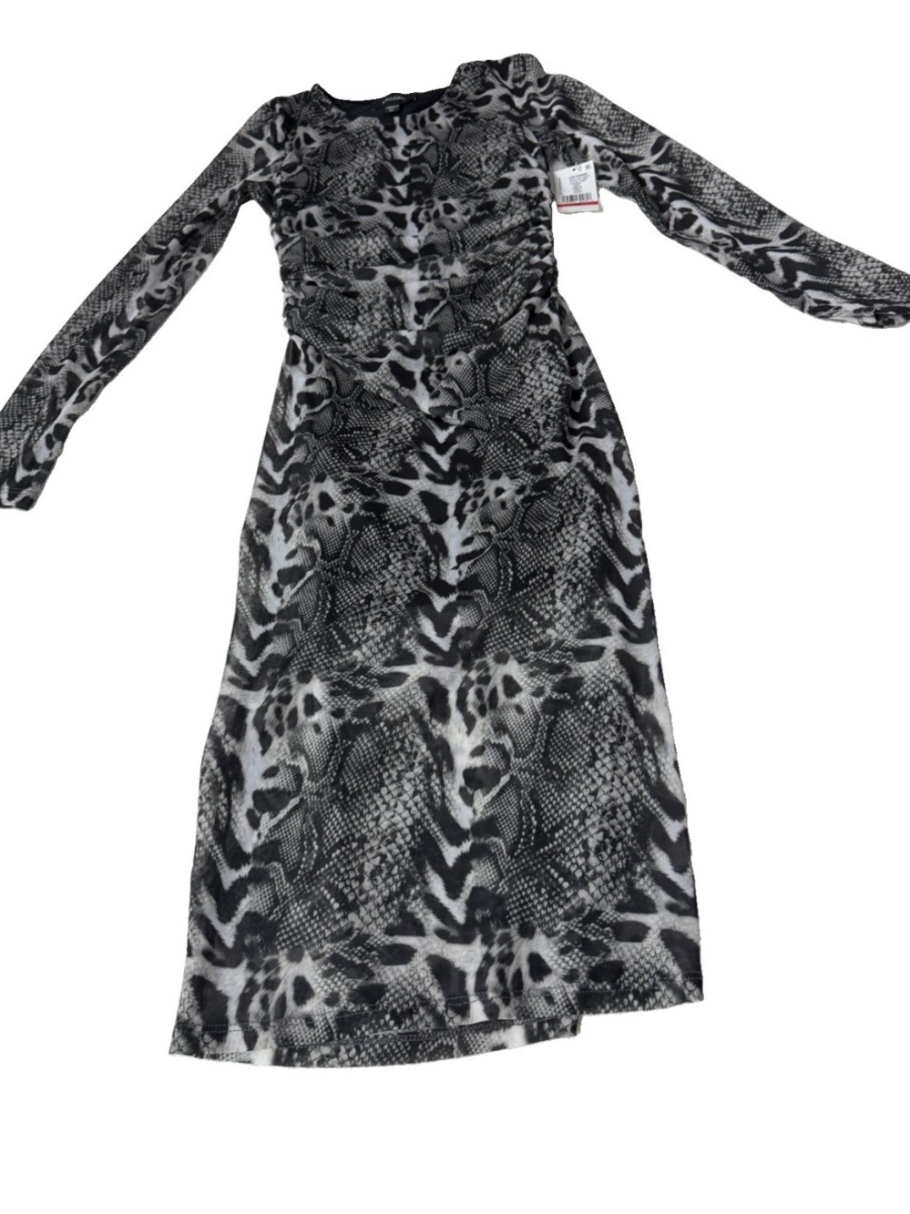 Karen Kane XS Black & White Animal-Print Long Sleeve long  Maxi Dress -